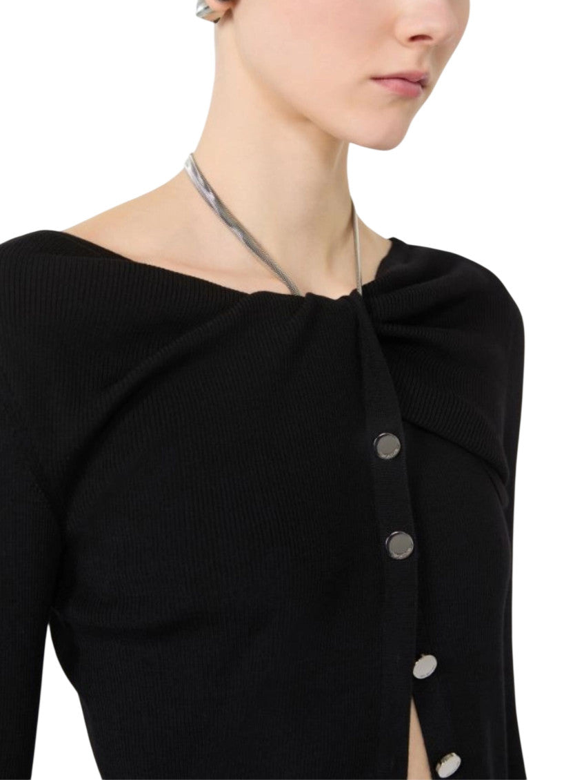 Black Boat Neck Cardigan 4
