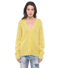 Yellow Knitted V Neck Cardigan 1