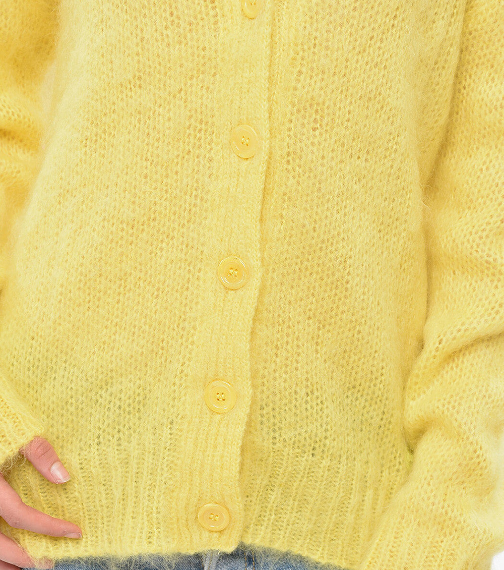 Yellow Knitted V Neck Cardigan 3