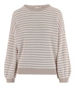 Beige Stripes Round Neck Sweater 1