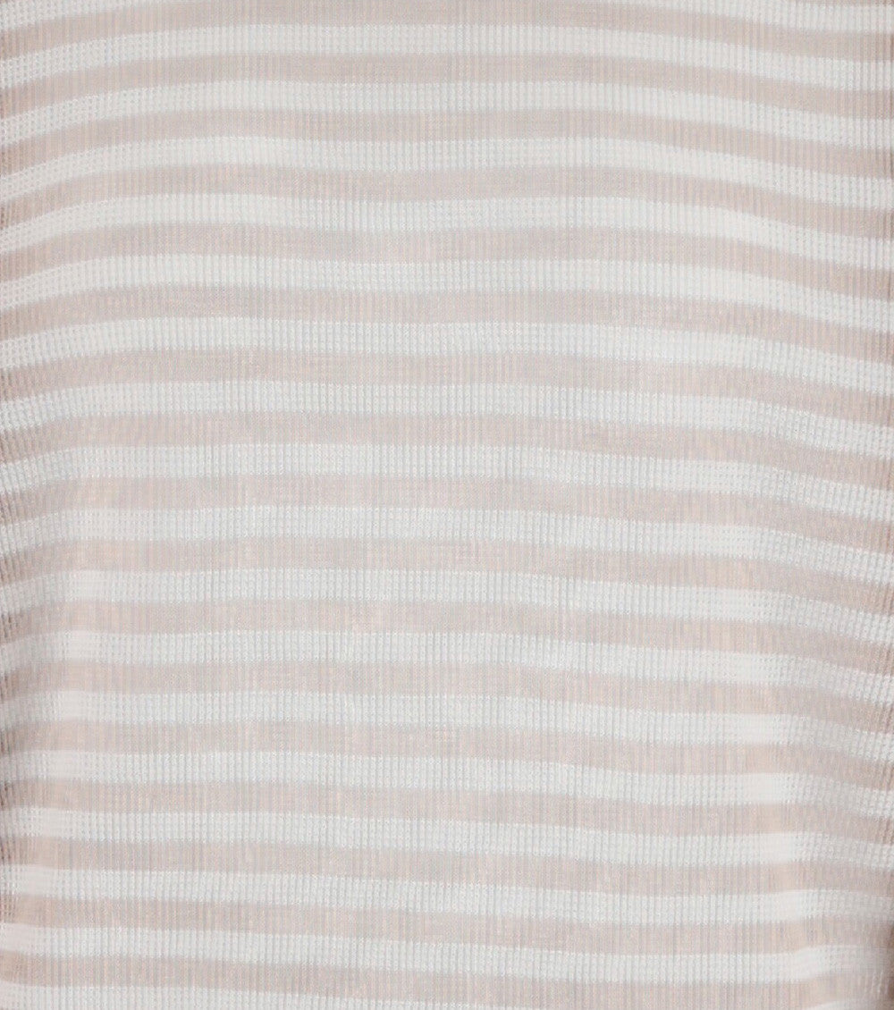 Beige Stripes Round Neck Sweater 3