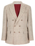 Beige Peaked Lapel Blazer 1