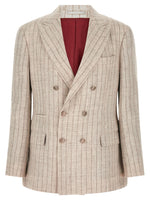 Beige Peaked Lapel Blazer 1