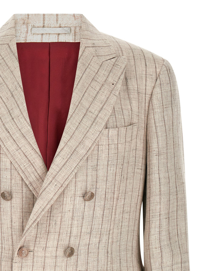 Beige Peaked Lapel Blazer 3