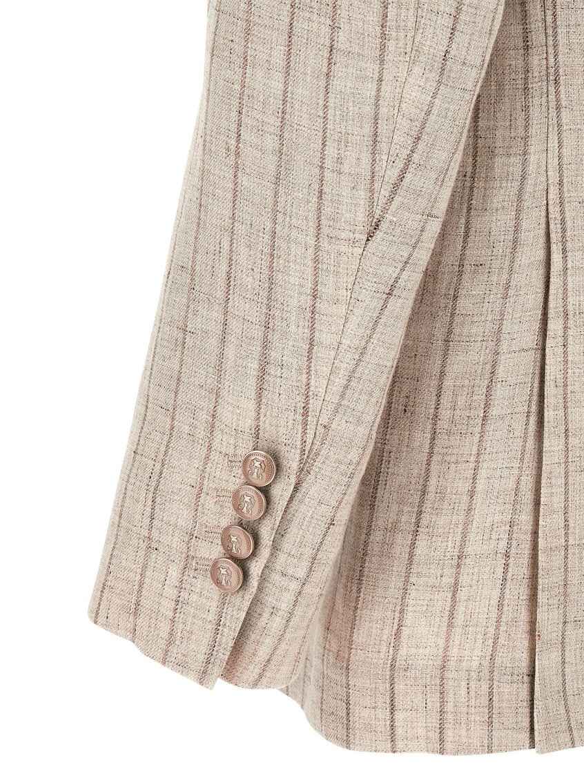 Beige Peaked Lapel Blazer 4