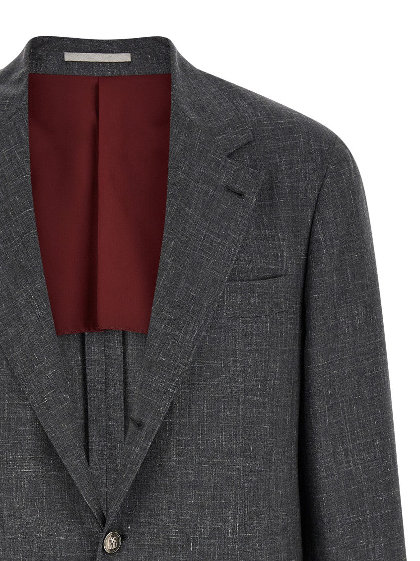 Dark Grey Notched Lapel Blazer 3
