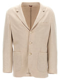 Beige Notched Lapel Blazer 1