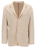 Beige Notched Lapel Blazer 1