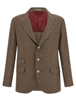 Brown Notched Lapel Blazer 1