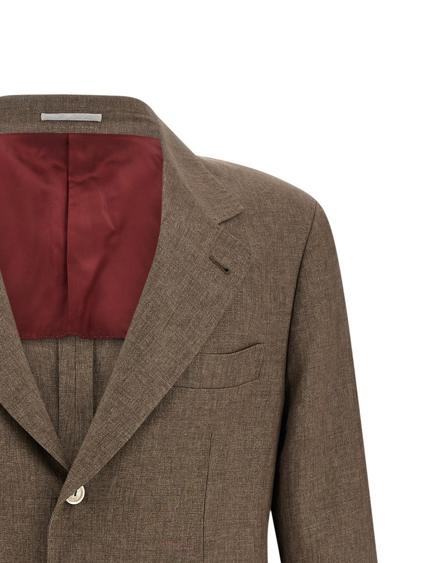 Brown Notched Lapel Blazer 3