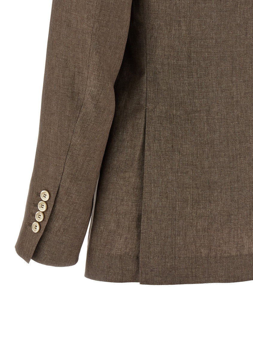Brown Notched Lapel Blazer 4