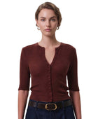 Brown Knitted V Neck Cardigan 1