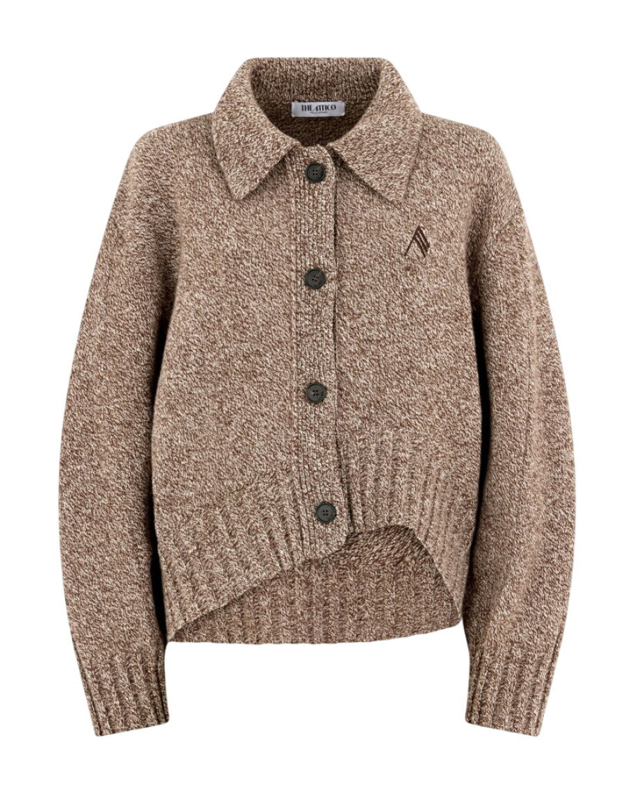 Brown Knitted Shirt Collar Sweater 1