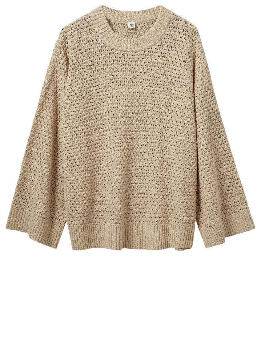 Beige Knitted Round Neck Sweater 1