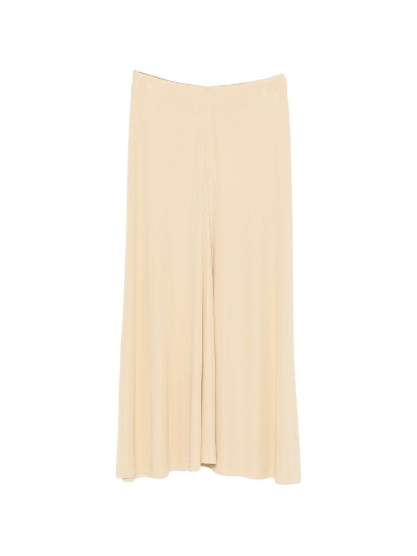 Beige Solid Maxi Skirt 1
