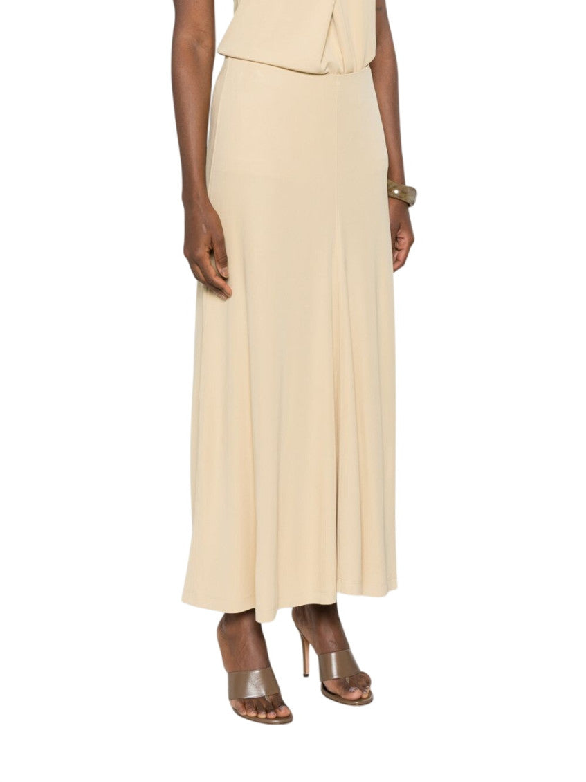 Beige Solid Maxi Skirt 3
