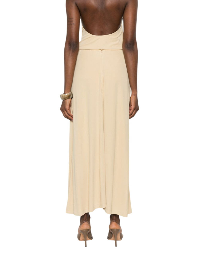 Beige Solid Maxi Skirt 4