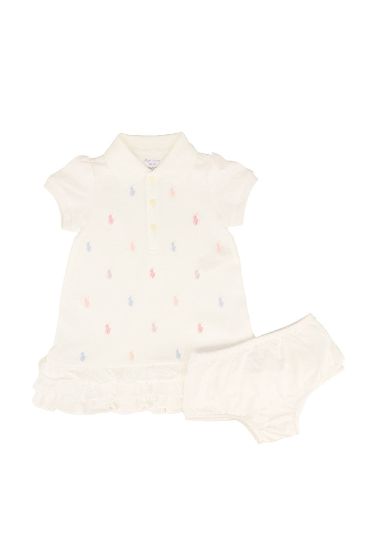 2 Piece White Printed Dress/Bloomer Sets (Baby Girl) 1