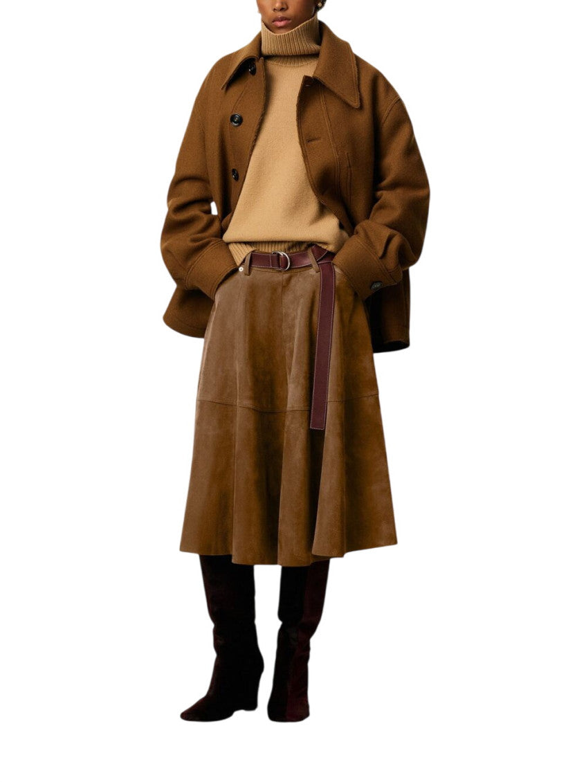 Brown Flared Midi Skirt 3