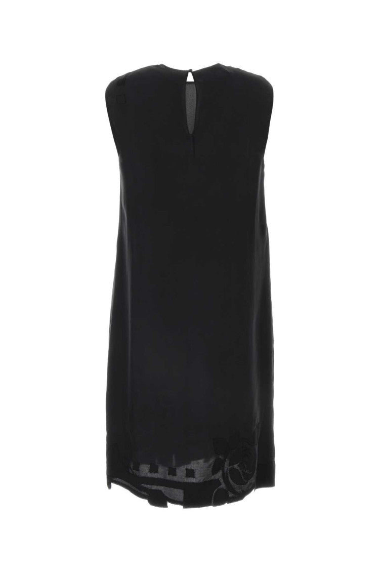 Black Floral-appliqué Midi Dress 2