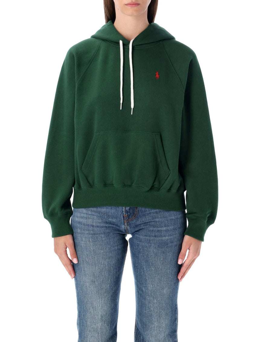 Dark Green Embroidered-logo Hoodie 1