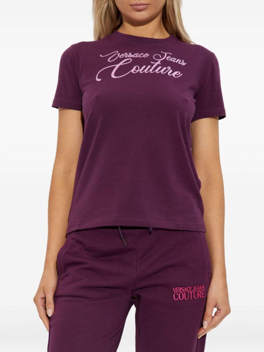 Purple Crystal-embellished T-shirt 2