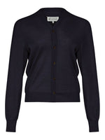 Navy Blue Wool V-necked Cardigan 1