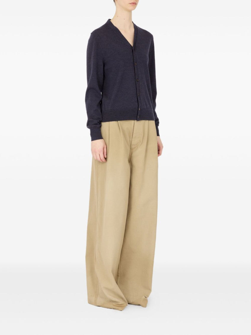 Navy Blue Wool V-necked Cardigan 2
