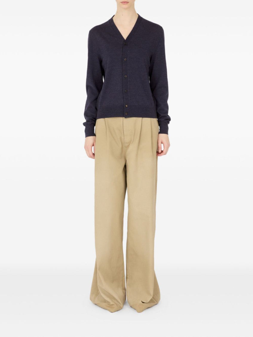 Navy Blue Wool V-necked Cardigan 3
