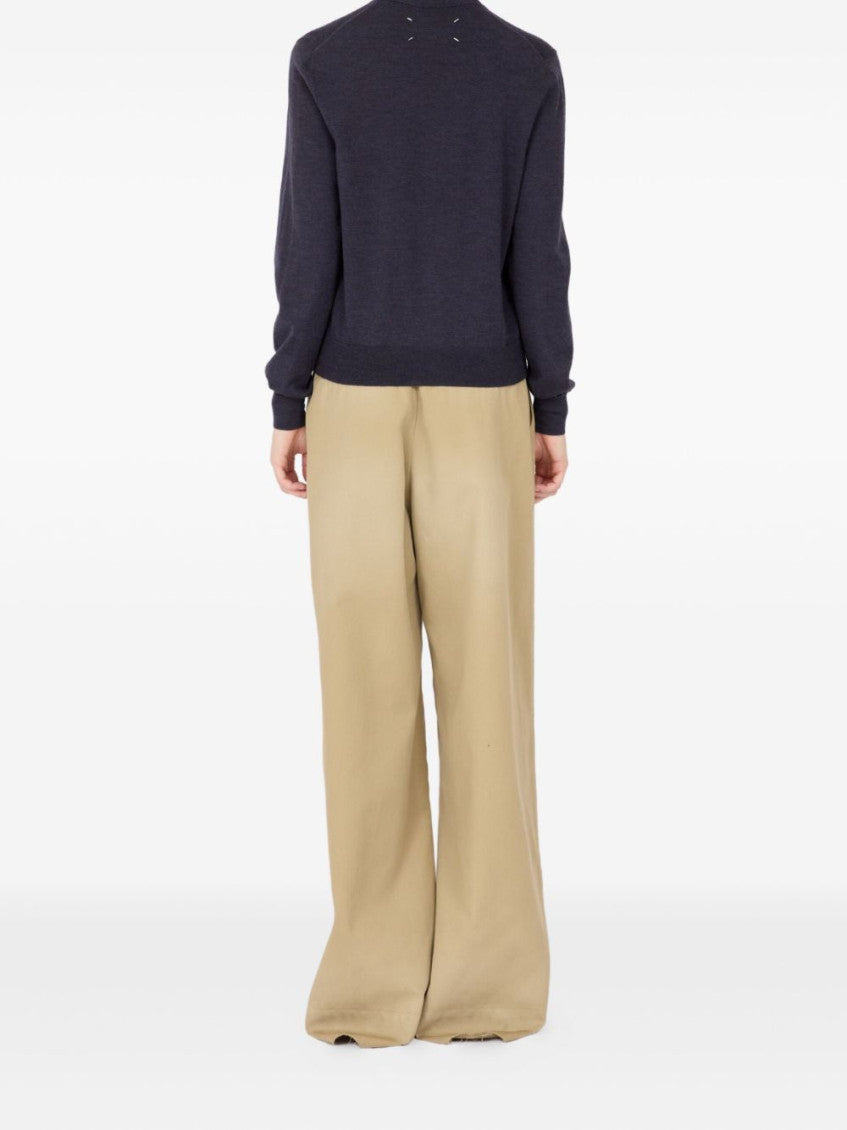 Navy Blue Wool V-necked Cardigan 4