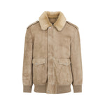 Beige Suede Bomber Jacket 1