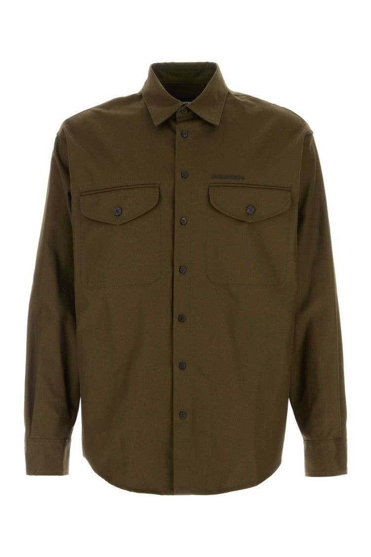 Olive Cotton Solid Shirt 1