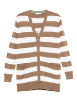 Brown Striped button-fastening cardigan 1