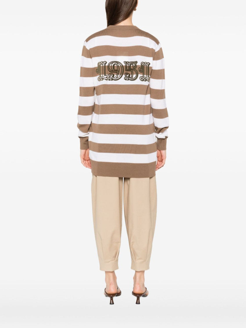 Brown Striped button-fastening cardigan 3