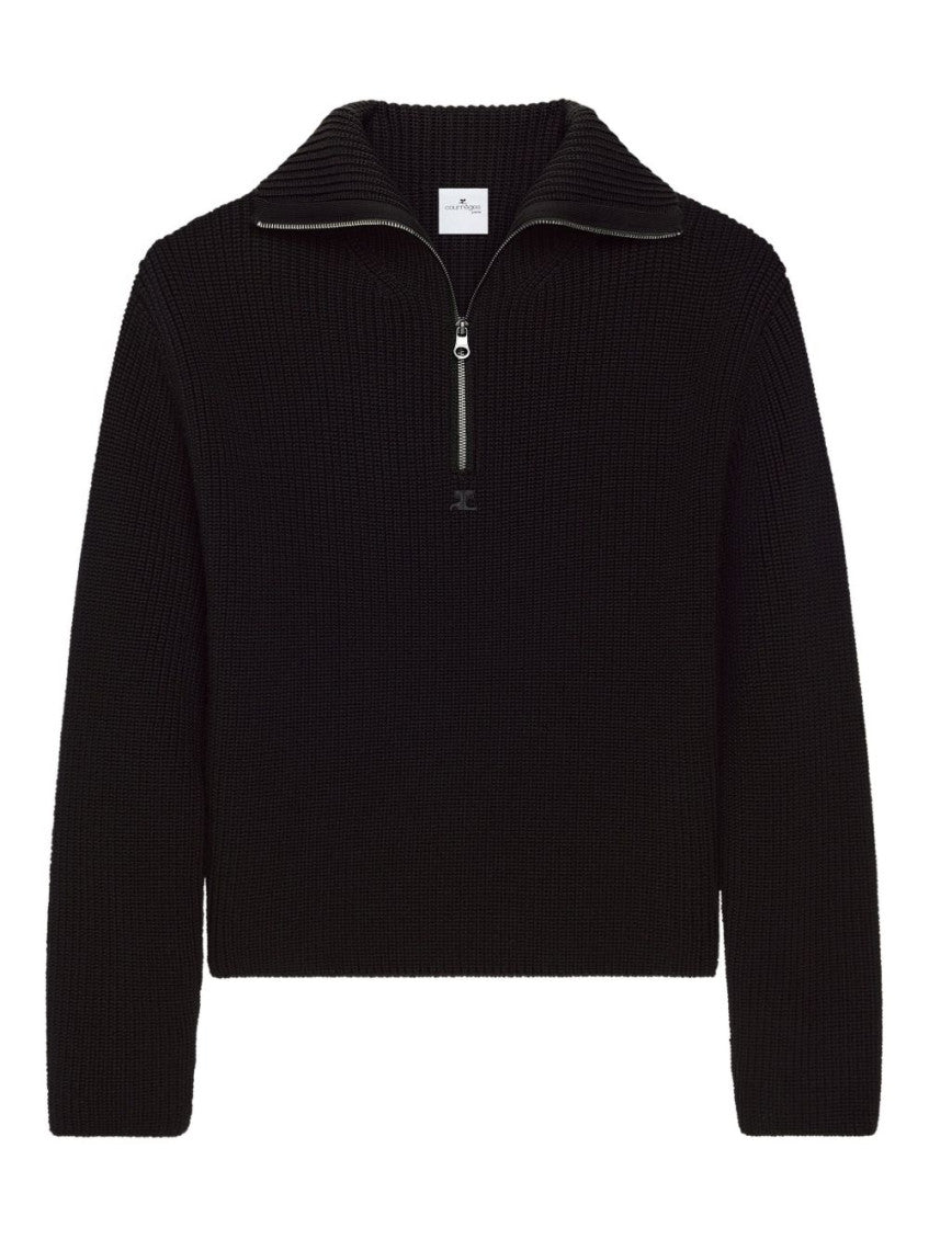 Black Zipped wool sweater 1