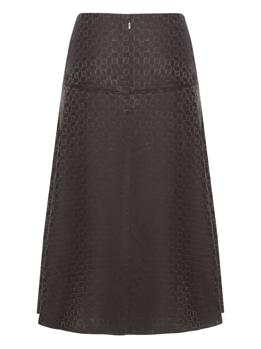Brown Jacquard FF Silk Skirt 2