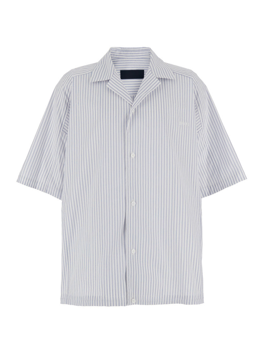 Light Blue Bowling Shirt With Striped Motif 1