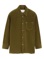 Green Point Collar Corduroy Overshirt 1