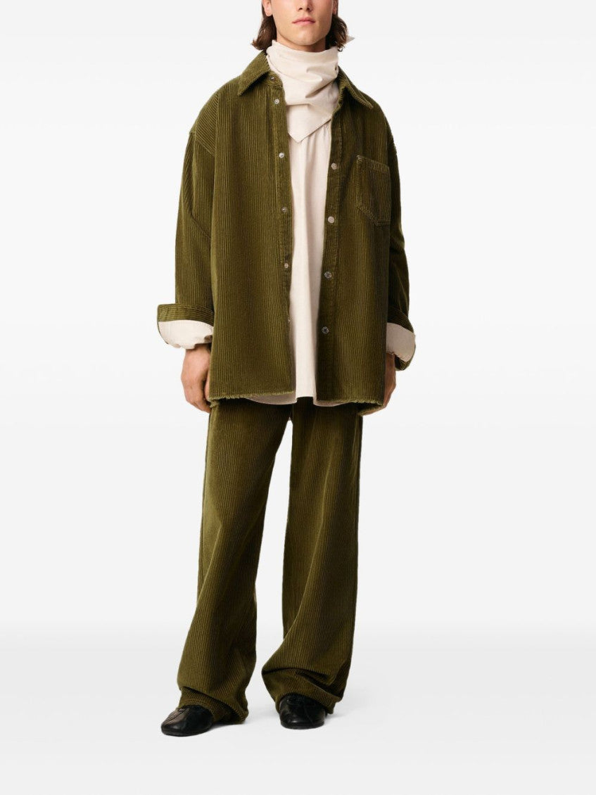 Green Point Collar Corduroy Overshirt 2