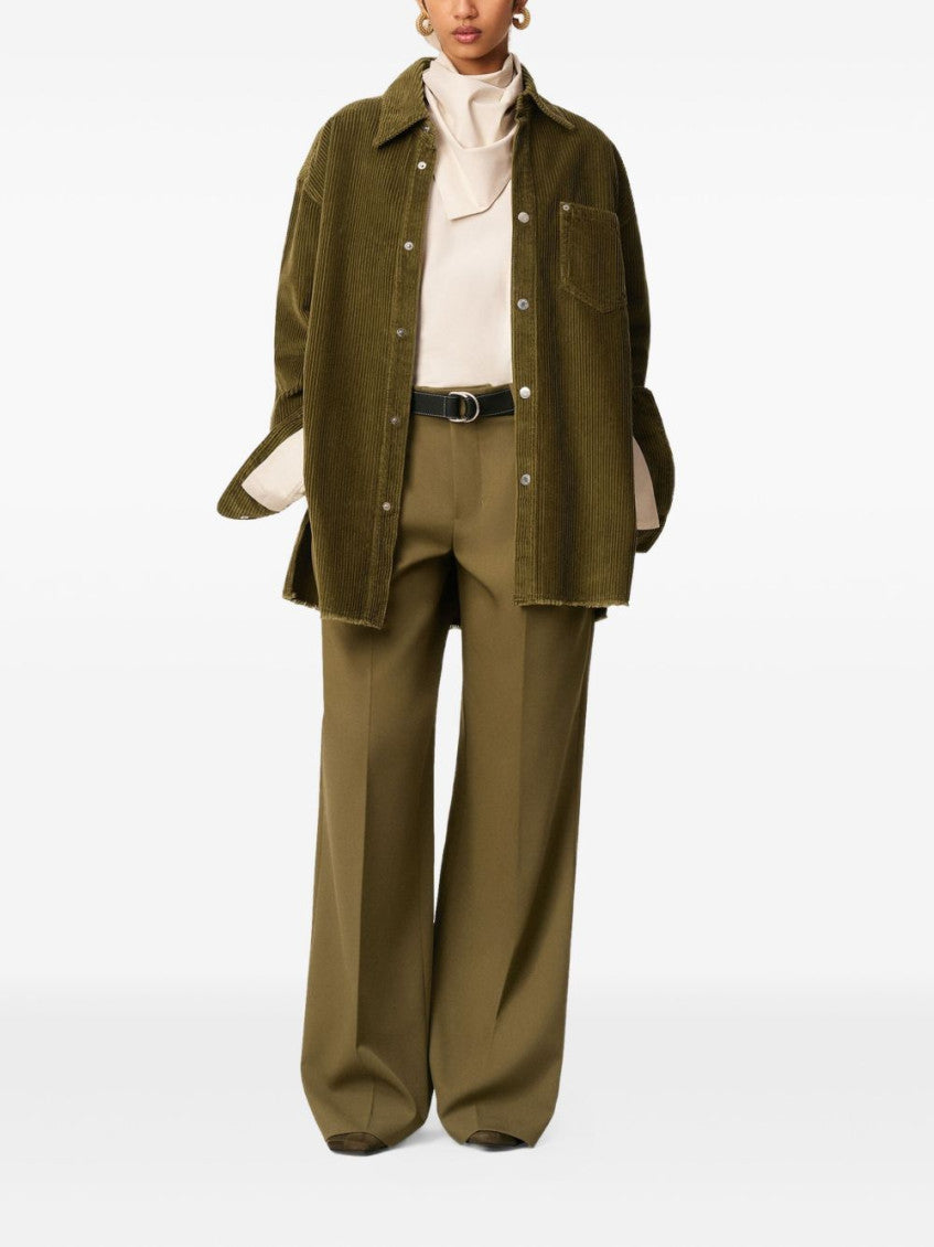 Green Point Collar Corduroy Overshirt 4