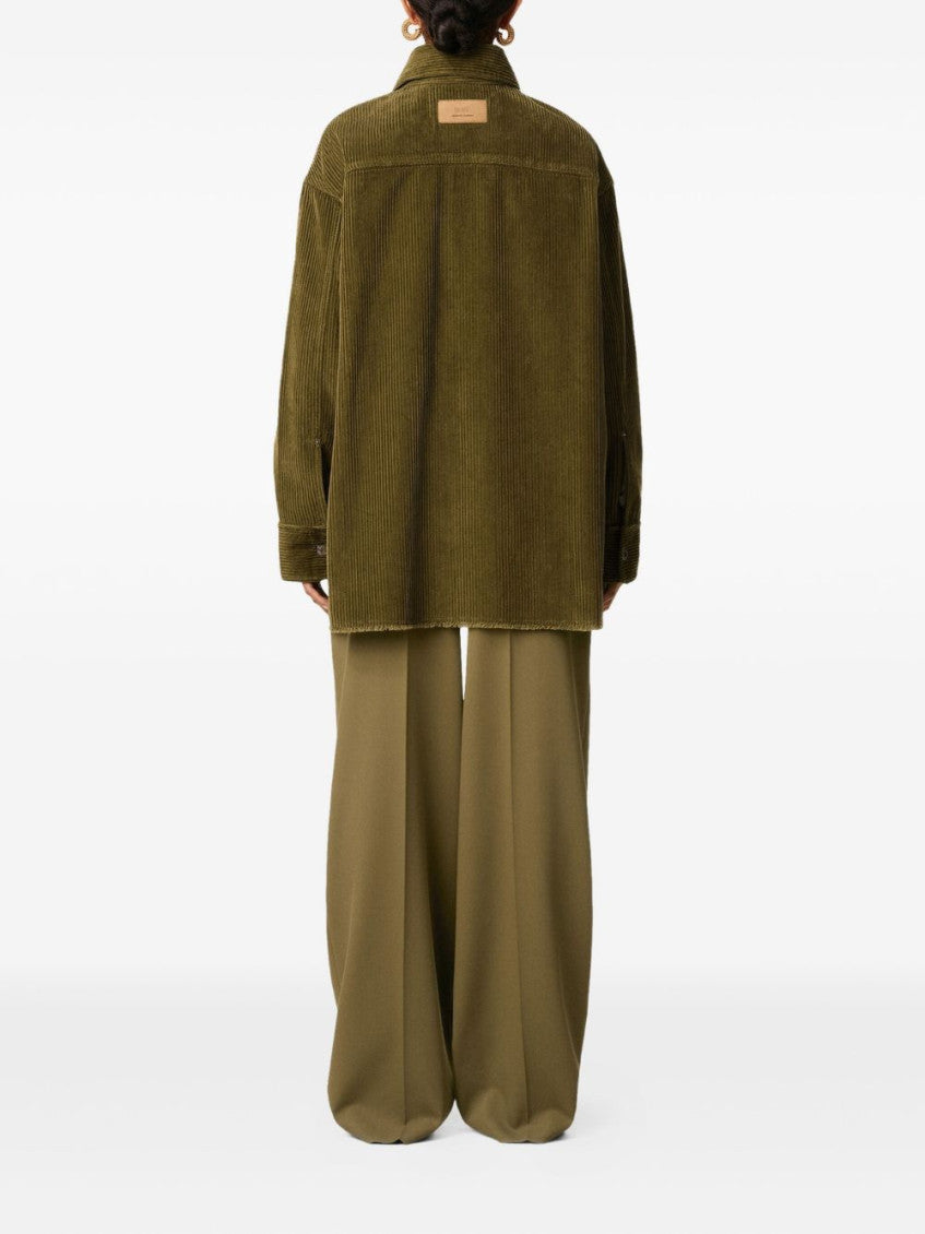 Green Point Collar Corduroy Overshirt 5