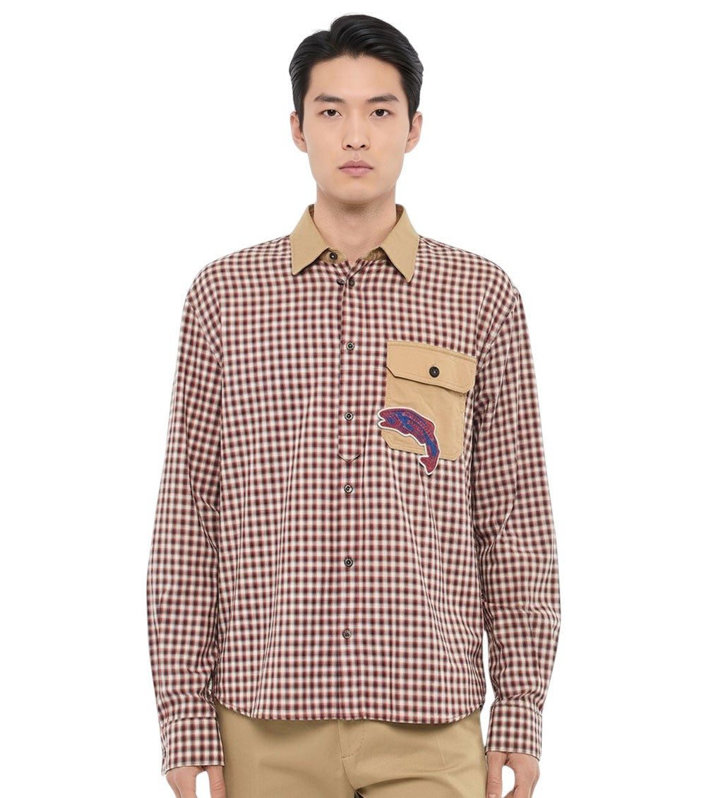 Red Relaxed Check Shirt 1