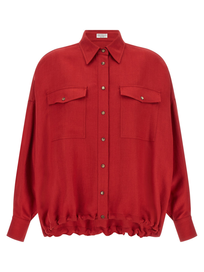 Red Oversized Solid Shirt 1