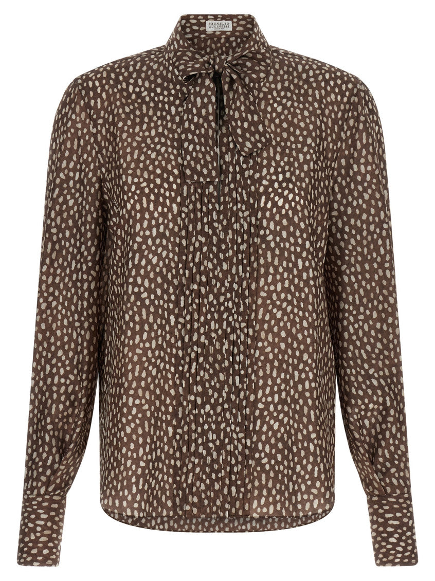 Brown Relaxed Polka Dot Shirt 1