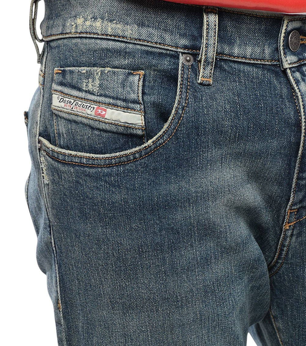 Blue Slim Distressed Jeans 3