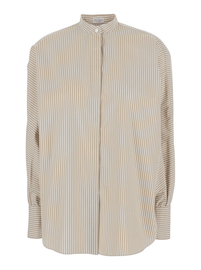 Beige Regular Stripes Shirt 1