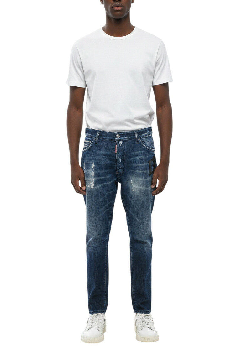 Blue Slim Distressed Jeans 1