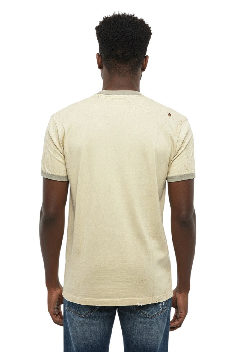 Beige Distressed Logo T-Shirt 2