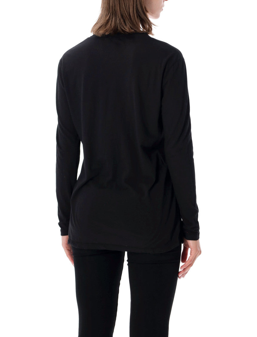 Black Solid Crew Neck T-Shirt 2