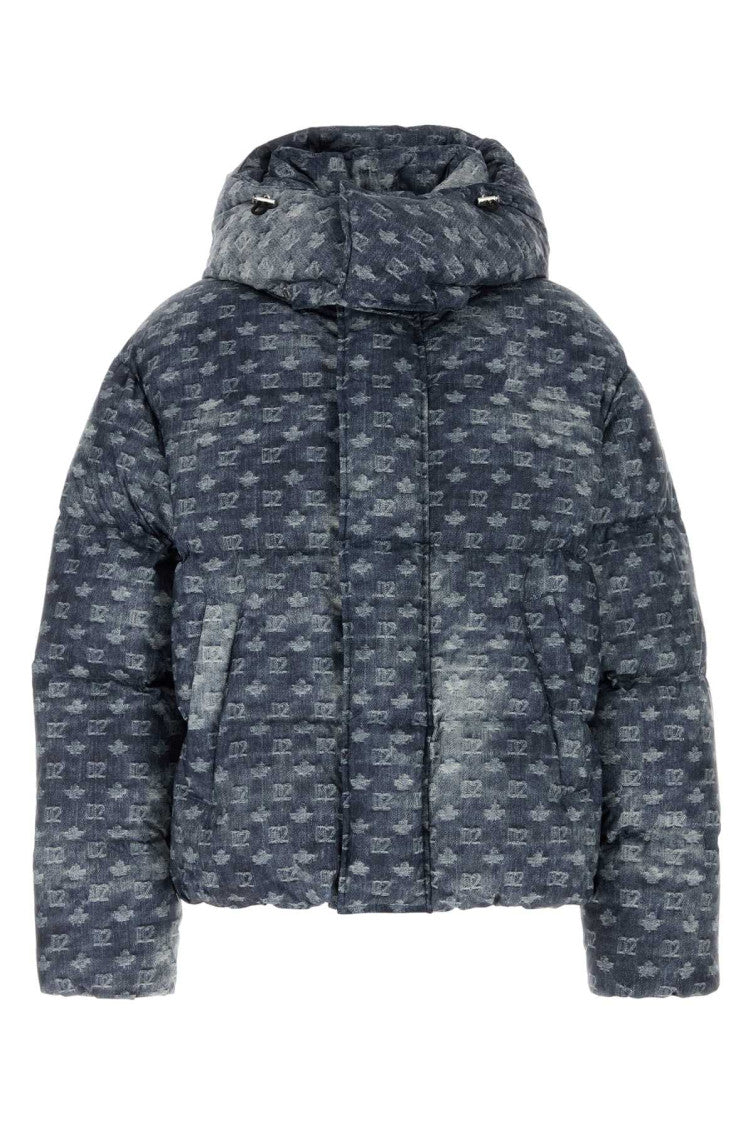Blue Hooded Down Jacket 1